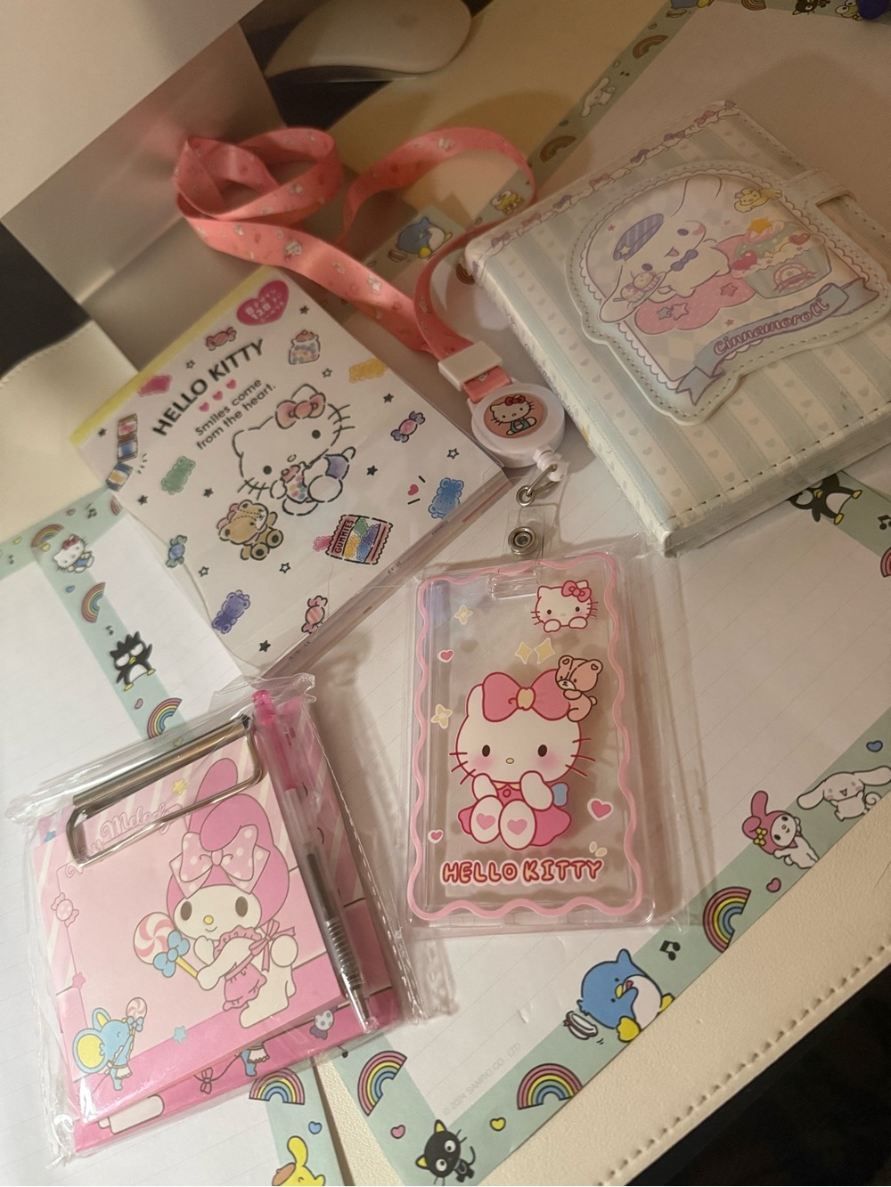 Hello Kitty Pink ID Card Lanyard Set with Clear Card Holder